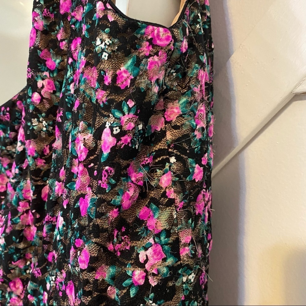 Dress The Population Marie Floral Chiffon One Shoulder Sheath Mini Dress L - Picture 9 of 13
